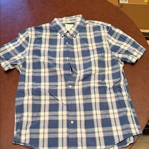 American Eagle Blue and White Plaid Shirt